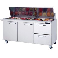 72" Mega Top Sandwich Prep Table Right Drawers Blue Air BLMT72-D2R-HC
