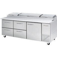 93" Pizza Prep Table 4 Left Drawer 1 Door Blue Air BAPP93-D4LM-HC