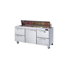 72" Sandwich Prep Table 4 Drawers Middle Door Blue Air BLPT72-D4RL-HC