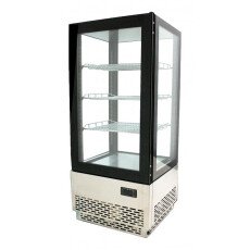 17” Countertop Refrigerated Showcase with Four Sided Glass and Stainless Steel Base – 2.75cu.ft. / 78L Capacity – 110V, 180W Omcan 39551