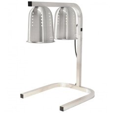 Commercial Food Heat Lamp Portable Electric Food Warmer 2 Bulb Freestanding, Silver 500W, 110V 21637