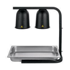 Commercial Food Heat Lamp Portable Electric Food Warmer 2-Bulb Freestanding, Black- 500W, 110V 46572
