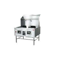 Two Chamber Wok Range with 13 + 16″ Rings, Backsplash, Faucet, 220,000 BTU Natural Gas 48413