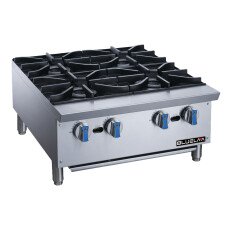 New Clearance 24" Wide 4 Burner Hot Plates NG/LP Gas 112,000 BTU Blue Lava BLHP24
