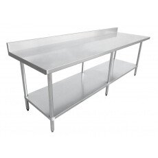 24″ x 96″ Stainless Steel Work Table with 4″ Backsplash 22085