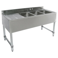 48″ x 18″ x 10″ Corner Drain Three Compartment Bar Sink With Left Drain Board SIB-3L-V