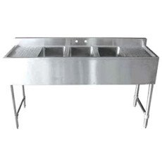 72″ x 18″ x 10″ Corner Drain Four Compartment Bar Sink With Right & Left Drain Board SIB-4B-V
