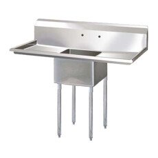 18″ x 18″ x 11″ Center Drain One Compartment Sink With Two Drain Boards SI818-1BC-V