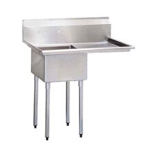 18″ x 21″ x 14″ Center Drain One Compartment Sink With Two Drain Boards SI821-1RC-V