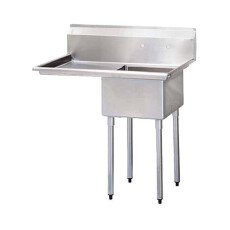 24″ x 24″ x 14″ Corner Drain One Compartment Sink With Left Drain Board SI824-1L-V