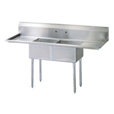 18″ x 21″ x 14″ Corner Drain Two Compartment Sink With Two Drain Boards SI821-2B-V