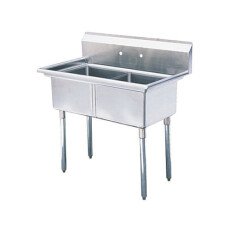 24″ x 24″ x 14″ Corner Drain Two Compartment Sink With No Drain Board SI824-2N-V