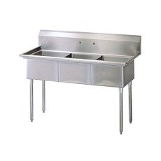 18″ x 21″ x 14″ Corner Drain Triple Compartment Sink With No Drain Board SI821-3N-V