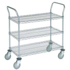 18″ x 36″ Chrome 3 Wire Shelf Utility Rolling Cart N-S1836C-3C