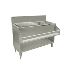 48″ Cocktail Mix Unit with 7″ Back Splash, 32″ x 12″ x 10″ Ice Bin with Sliding Cover, and 10″ x 12″ x 10″ Sinks 48138