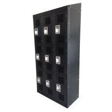 3 Tier, 3 Bank Steel Locker with Mesh Doors – Black 43048