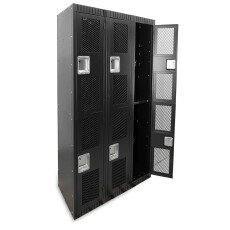 2 Tier, 3 Bank Steel Locker with Mesh Doors – Black 46871