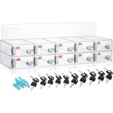 10 Slots Locker Box with Door Locks and Keys (20.47 x 8.27 x 7.09 Inch)