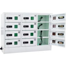 12 Slots Lockable Cell Phone Charging Station Cabinet with 3-in-1 Charging Ports