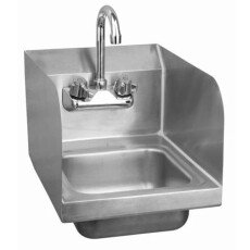 12" x 16" x 13" Space Saver Hand Sink Stainless Steel Wall Mount Includes faucet, side splashes & drain basket SHS-17F