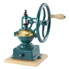 Teal Cast Iron and Beech Wood Manual Traditional Coffee Grinder 43681