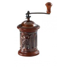 Dark Round Beech Wood and Steel Sheet Manual Traditional Coffee Grinder 43679