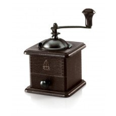 Dark Square Beech Wood and Steel Sheet Manual Traditional Coffee Grinder 43678