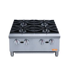 24" Wide 4 Burner Gas Hot Plates 132,000 BTU, NG or LPG, Brika BHP-24