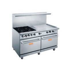 60” Wide 36" Griddle and 4 Burner Stove Top with Double Oven LPG or NG Range Oven BGR-4B-G36