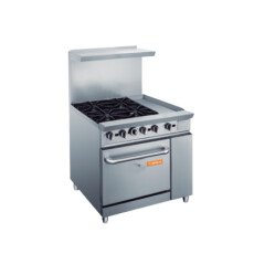 36" Wide 12" Griddle and 4 Burner Stove Top with Double Oven LPG or NG Range Oven BGR-4B-G12