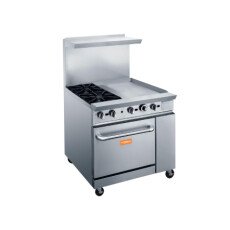 36" Wide 24" Griddle and 2 Burner Stove Top with Double Oven LPG or NG Range Oven BGR-2B-G24