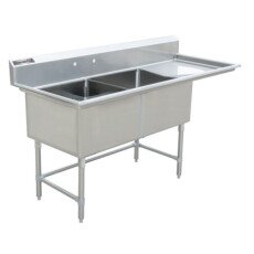 18" Corner Drain Two Compartment Sink With Right Drainboard DS1818-R