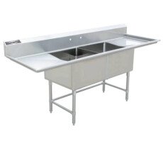 18" Corner Drain Two Compartment Sink With Both Drainboards DS1818-RL