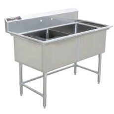18" Corner Drain Two Compartment Sink With No Drainboards DS1818-0