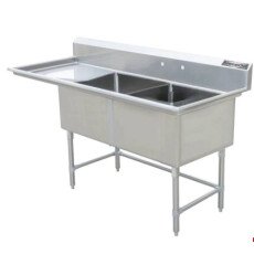 18" Corner Drain Two Compartment Sink With Left Drainboard DS1818-L