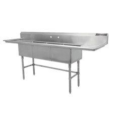 18" Corner Drain Three Compartment Sink With Right Drainboard TS1818-R