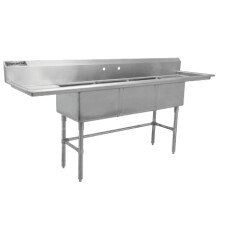 18" Corner Drain Three Compartment Sink With Left Drainboard TS1818-L
