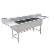 18" x 21" Corner Drain Three Compartment Sink With Both Drainboards TS1821-RL
