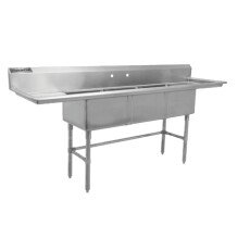 18" x 21" Corner Drain Three Compartment Sink With Left Drainboard TS1821-L