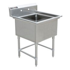 24" Corner Drain One Compartment Sink With No Drainboards SS2424-0