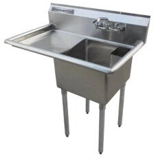 24" Corner Drain One Compartment Sink With Left Drainboard SS2424-L