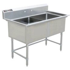 24" Corner Drain Two Compartment Sink With No Drainboards DS2424-0