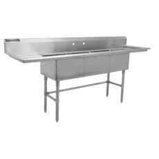 24" Corner Drain Three Compartment Sink With Left Drainboard TS2424-L