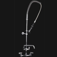 8" on Center Wall-Mounted Pre-Rinse Light Duty Sprayer with 12" Add-On Faucet PRS-W8-AF12