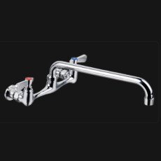 8" on Center Faucet Wall-Mounted Faucet 12" Spout for Compartment Sink or Other FW-8-12