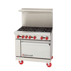American Range 36” Heavy Duty Commercial Gas Range – 32,000 BTU Open Burners AR-6-V