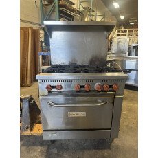 Used 36" Natural Gas Commercial Range, Standard Oven, Manual Controls
