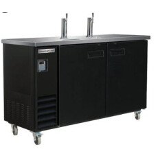 61" Double Door Beer Dispenser Refrigerator with Double Tap Tower American Chef BBDD2-61B