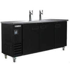 72" Triple Door Beer Dispenser Refrigerator with Double Tap Tower American Chef BBDD3-72B