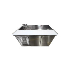 Restored Like New Emerald Dinetz SAL48SC Refrigerated Salad Prep Table with Hand Sink - 2 Solid Door - 48 Inch